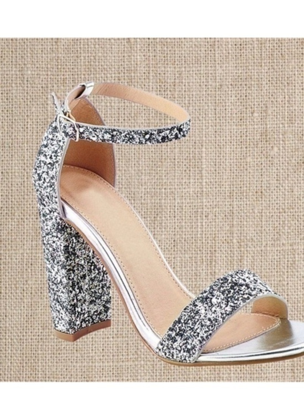 Glitter Heels in Silver / white